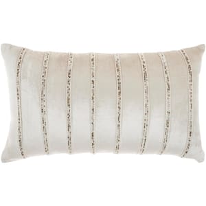 Sofia Beige 21 in. x 12 in. Rectangle Throw Pillow