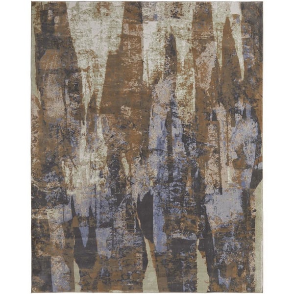 HomeRoots 2 ft. x 8 ft. Blue, Ivory Abstract Area Rug