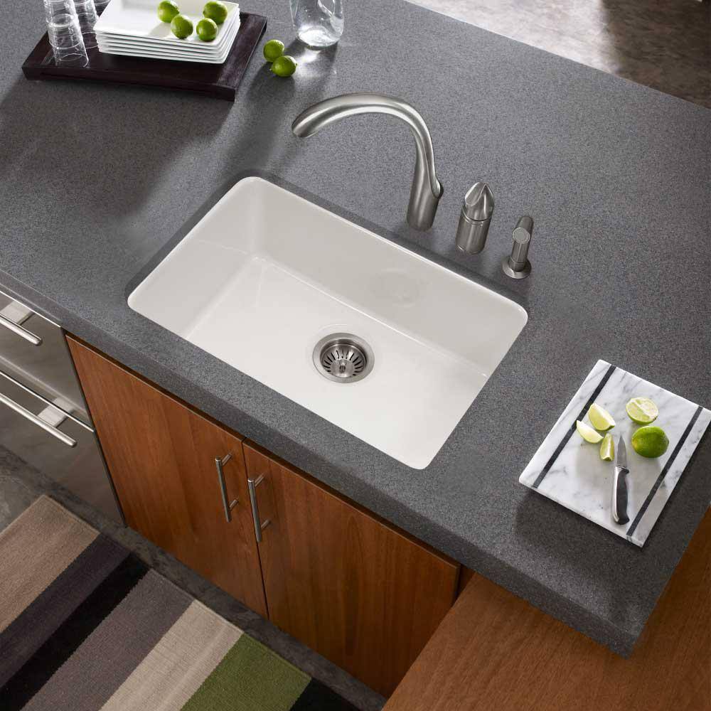 Biscuit Gloss Fireclay Undermount Farmhouse Kitchen Sink