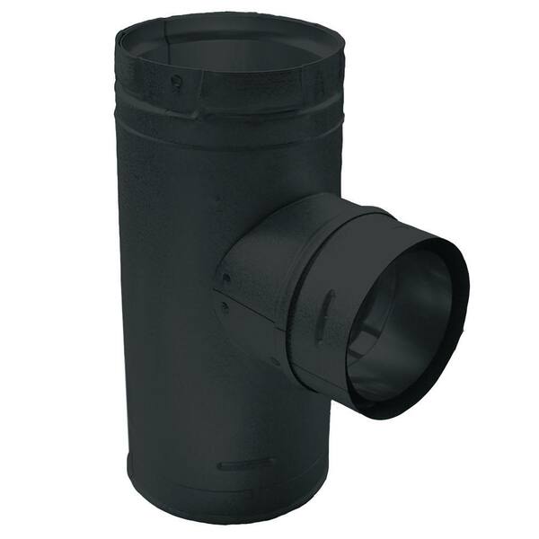 DuraVent PelletVent Multi-Fuel 3 in. to 4 in. Chimney Stove Pipe Increaser Tee in Black