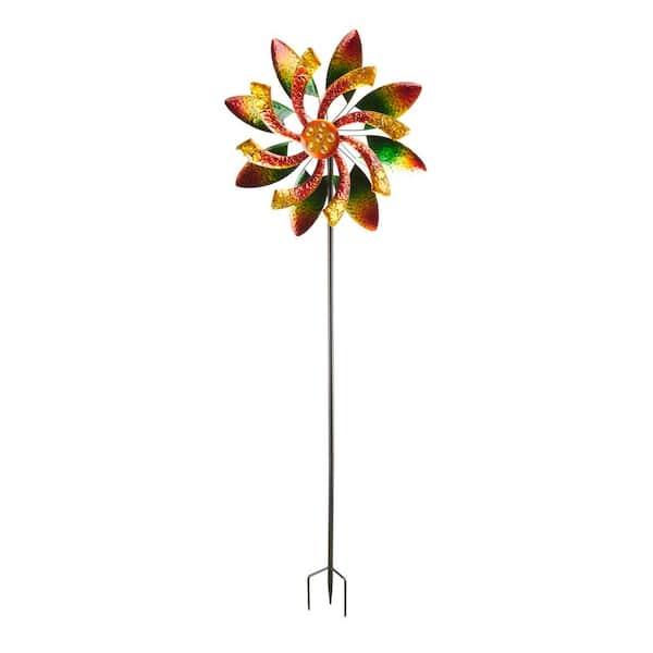 Alpine Corporation 64 in. Tall Floral Windmill Stake with Jeweled