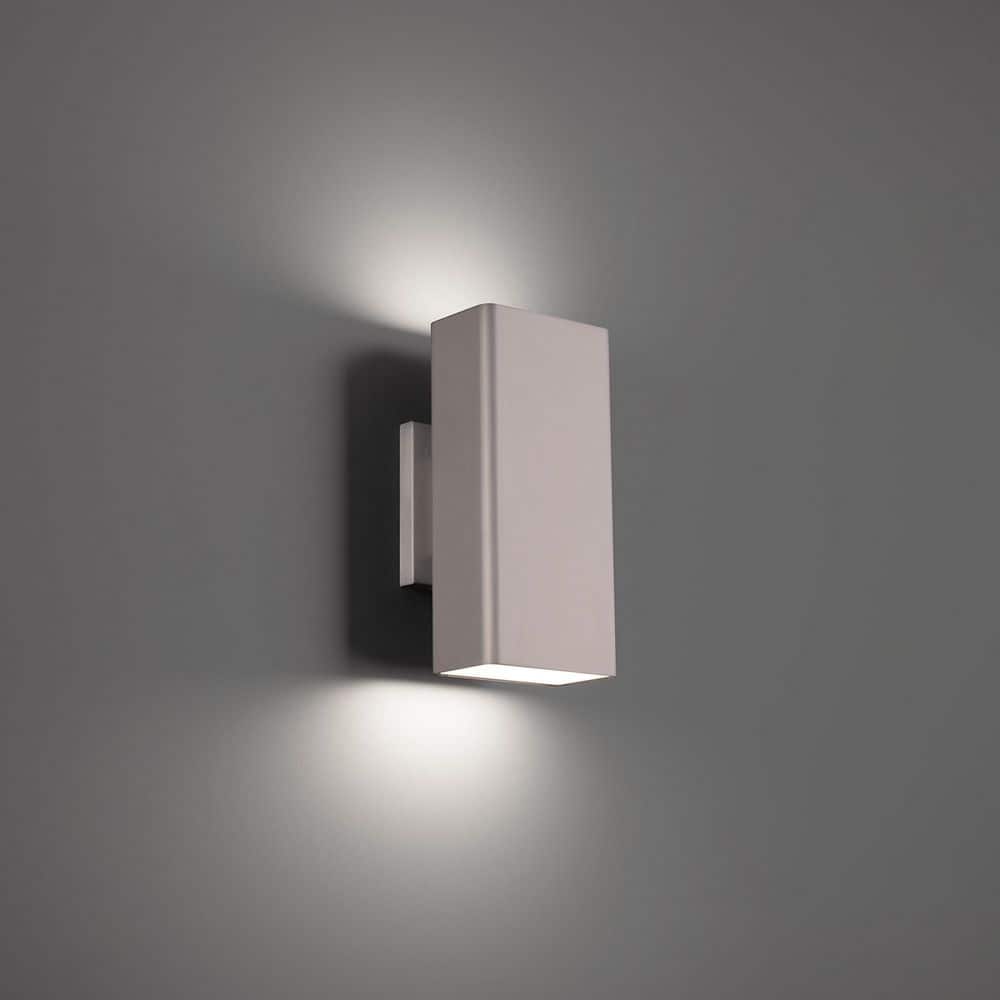 Edgey 10 in. Brushed Aluminum Indoor/Outdoor Hardwired Wall Lantern Sconce with Integrated LED 3CCT 3000K-3500K-4000K price history on PriceWatchPro