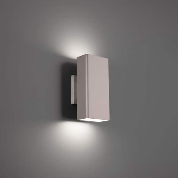 Edgey 10 in. Brushed Aluminum Indoor/Outdoor Hardwired Wall Lantern Sconce with Integrated LED 3CCT 3000K-3500K-4000K