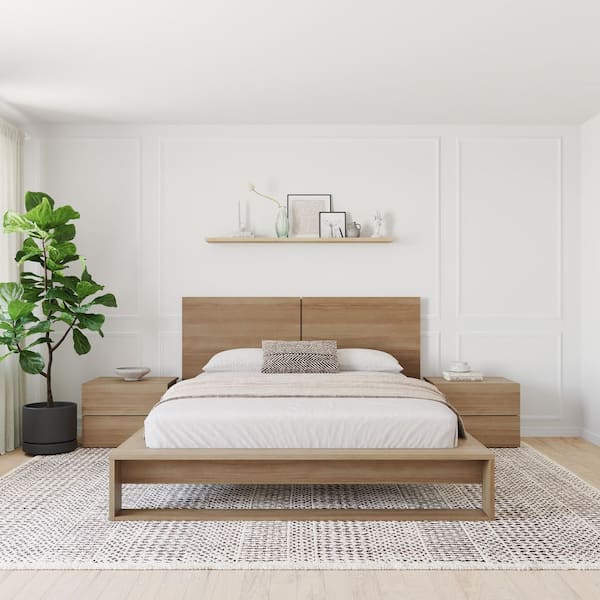 Nexera Birkin 4 Piece Brown Oak Composite Queen Size Bedroom Set