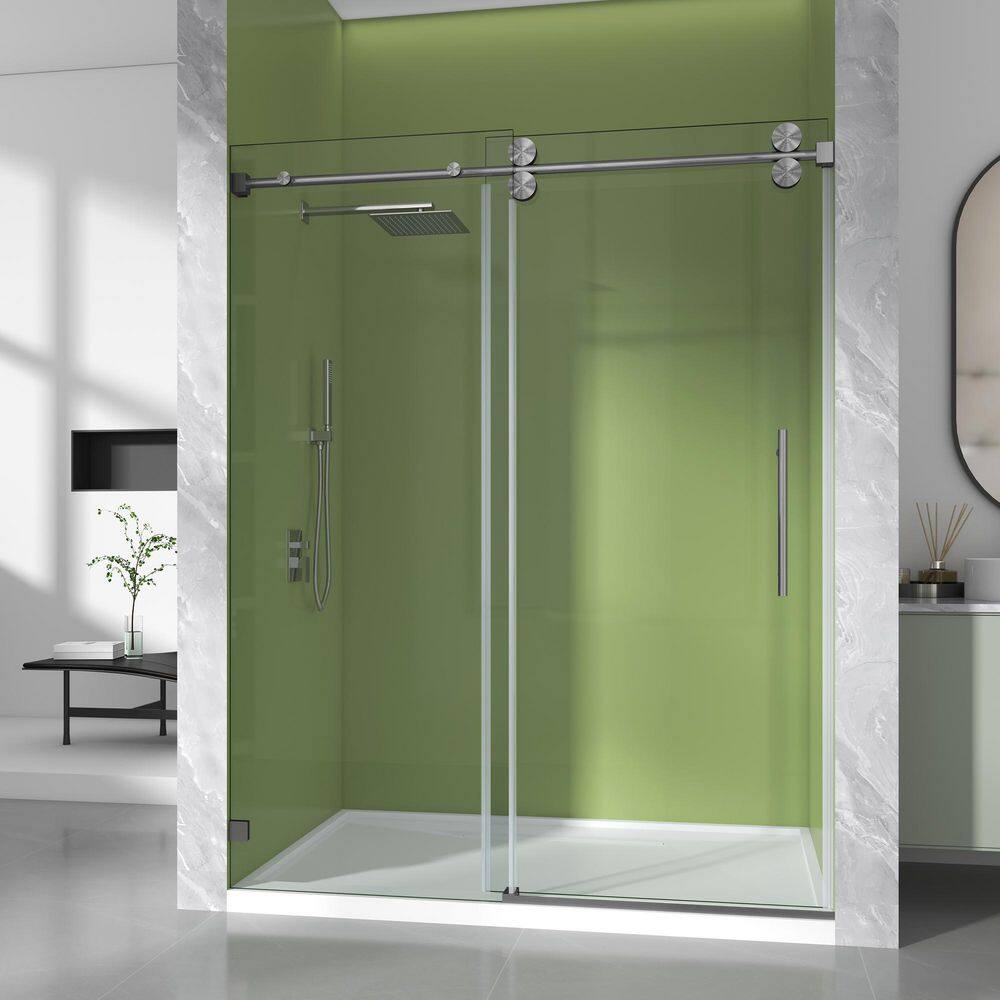 50-55 in. W x 76 in. H Single Sliding Frameless Shower Door Gungray 3/8 in. Clear SGCC Tempered Glass price history on PriceWatchPro