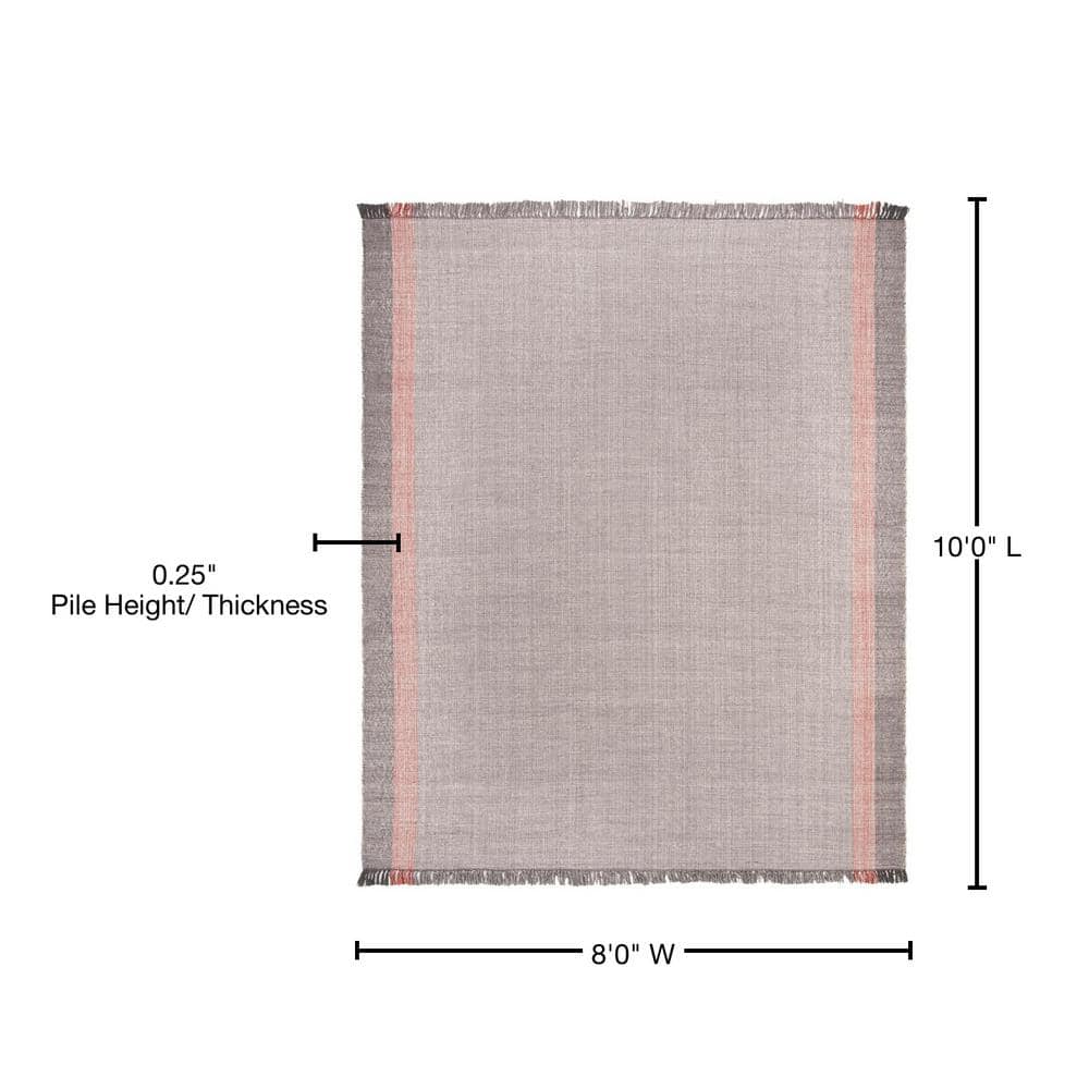 Terracotta and Grey Handwoven Cotton 8' x 10' Area Rug