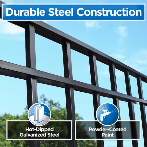 ALEKO Madrid Style 16 ft. x 6 ft. Black Steel Single Swing Driveway Fence Gate