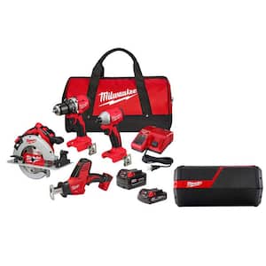 M18 18-Volt Lithium-Ion Brushless Cordless Combo Kit (4-Tool) with 2-Batteries, 1-Charger with M18/M12 Wireless Speaker