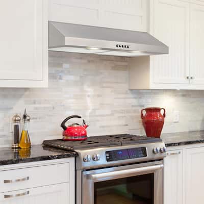 Range Hood 36 in White Under Cabinet Lighted With Removable Grease Filter 