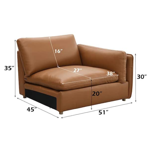Acme Furniture Brighton 51 in. Pillow Top Arm Leather Square Sofa
