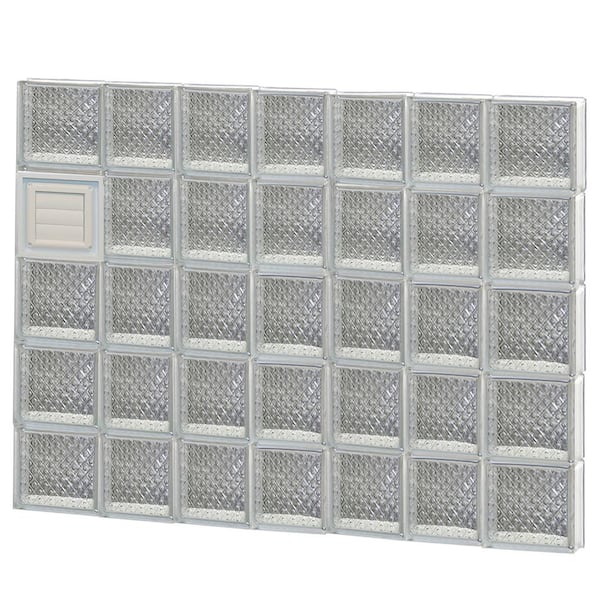 Clearly Secure 44.25 in. x 36.75 in. x 3.125 in. Frameless Diamond Pattern Glass Block Window with Dryer Vent