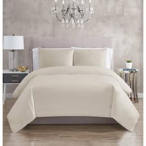 300TC 3-Piece Khaki Cotton Sateen King Duvet Cover Set