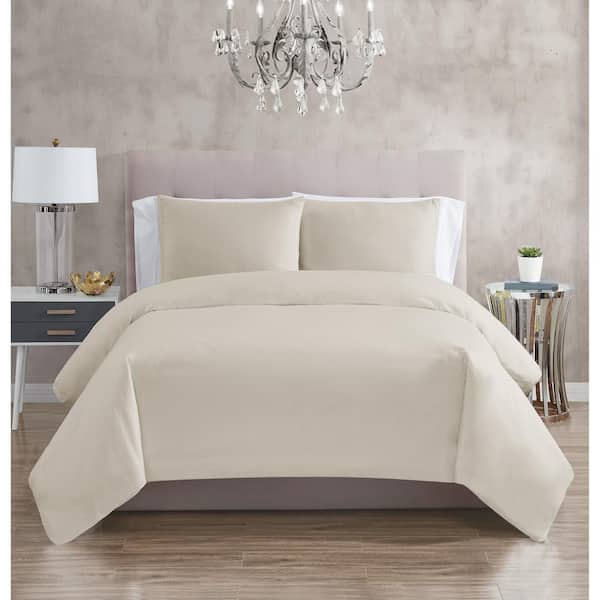 CHRISTIAN SIRIANO NEW YORK 300TC 2-Piece Khaki Cotton Sateen Twin/Twin XL Duvet Cover Set