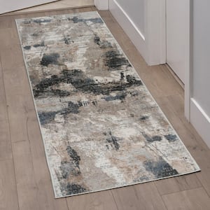Quattro Paola Cream 3 ft. x 8 ft. Abstract Indoor Runner Rug