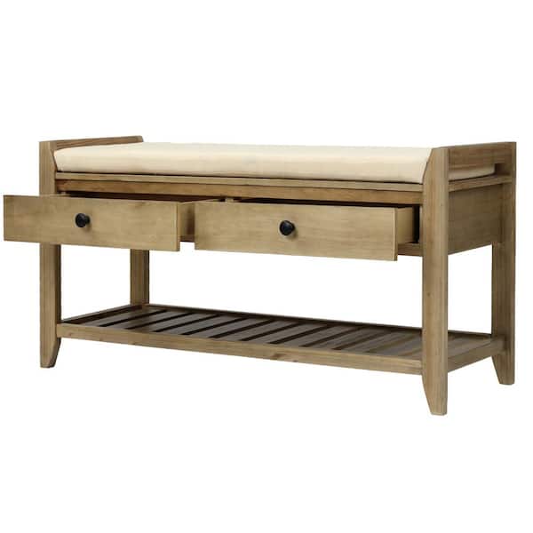 Courtemanche Shoe Storage Bench, Entryway Bench with Doors Cabinet, Adjustable Shelve, Cushioned Seat and Handle Bay Isle Home