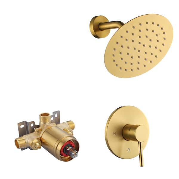 Single-Handle 1-Spray Shower Faucet 1.8 GPM with 360° Swivel in Brushed Gold