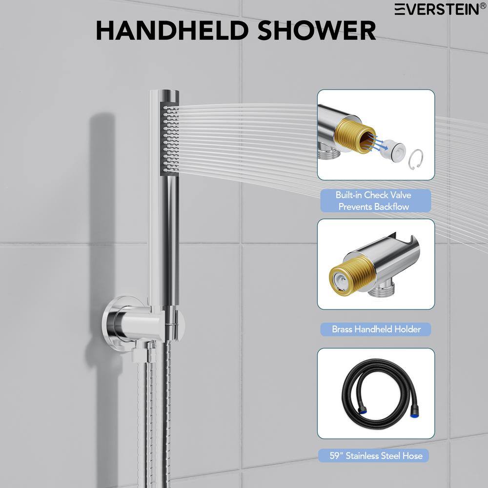 Chrome 10" Rainfall Wall Mounted Shower System with Handheld