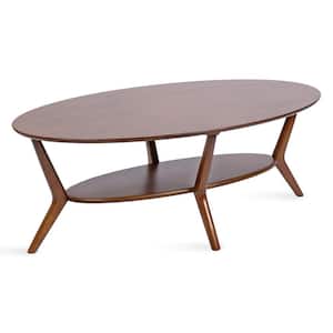 Nylah 47.25 in. Walnut Brown Oval Solid Wood Coffee Table