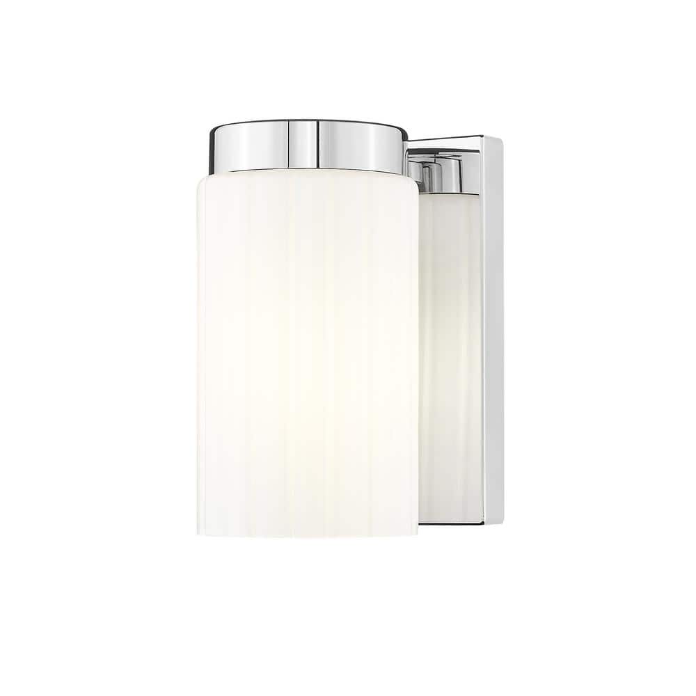 Burk 1-Light Chrome Wall Sconce with Matte Opal Glass Shade