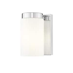 Burk 1-Light Chrome Wall Sconce with Matte Opal Glass Shade