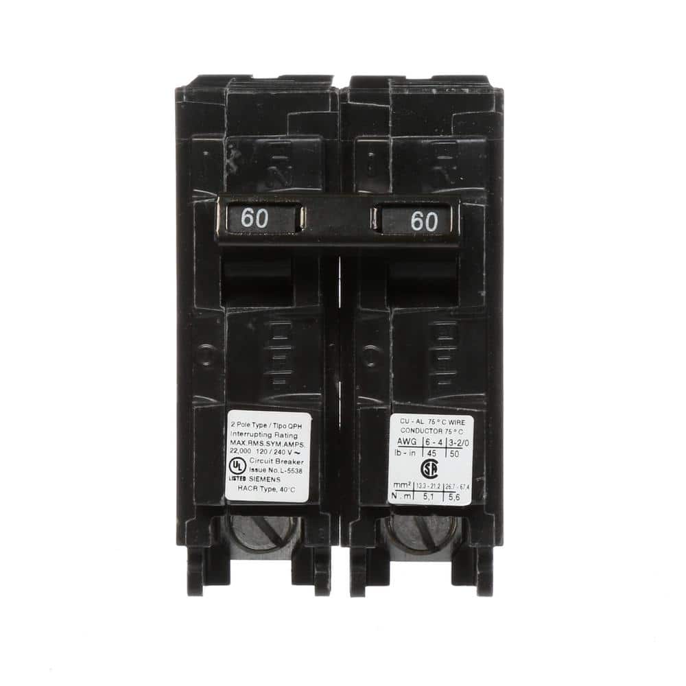 60 Amp 2-Pole QPH 22 kA Circuit Breaker price history on PriceWatchPro