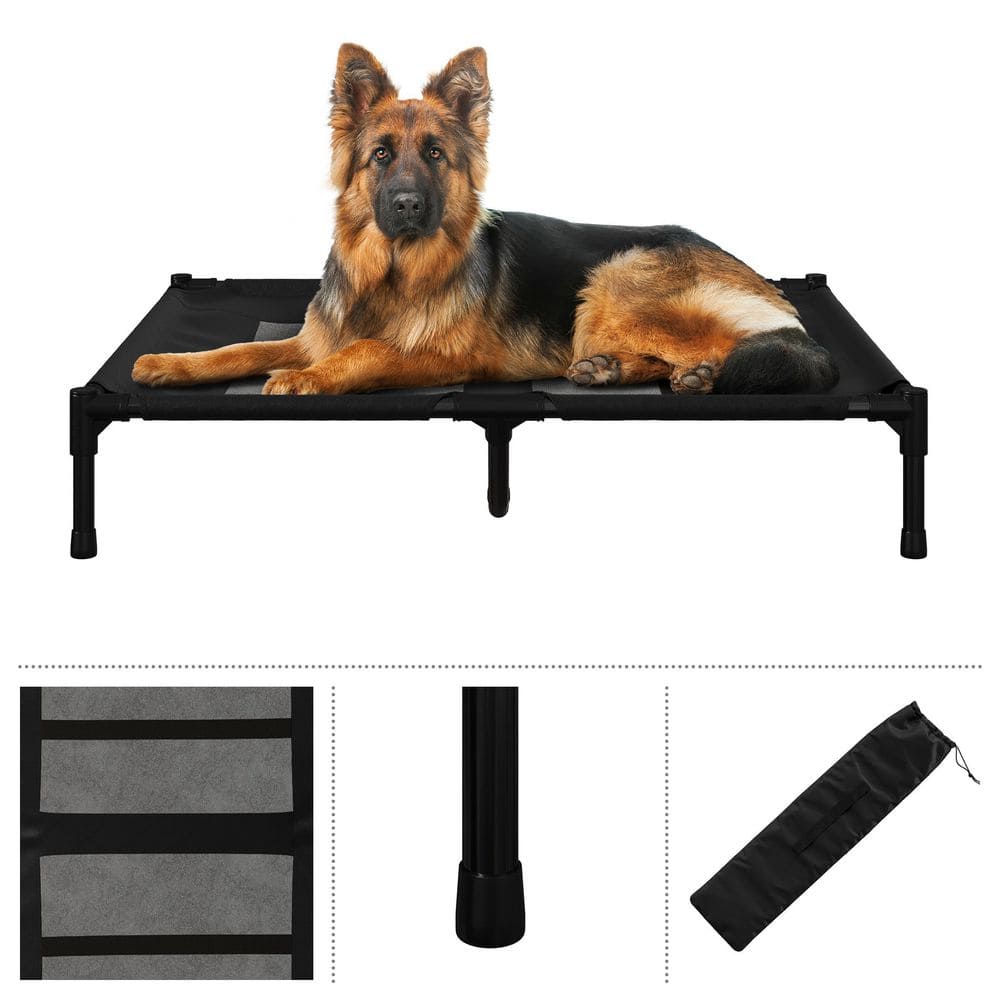 Large Black Elevated Waterproof Outdoor Dog Bed