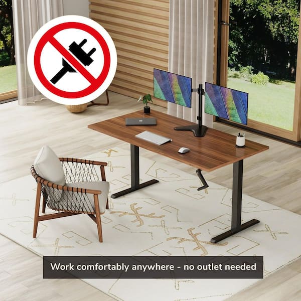 家具 One Hand Mini Table - Satin Black mount-it! Black Hand Crank Sit-Stand Desk Frame 62.9 in. W Hand