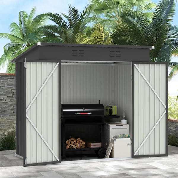 Dark Gray Upgrade 6 ft. W x 4 ft. D Galvanized Steel Outdoor Metal Storage Shed Tool Shed with Double Doors(26 sq. ft. )