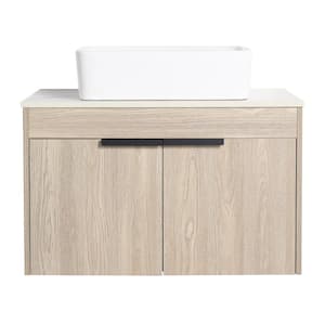 Victoria 30 in. W x 19 in. D x 24 in. H Floating Modern Design Single Sink Bath Vanity with Top and Cabinet in Wood