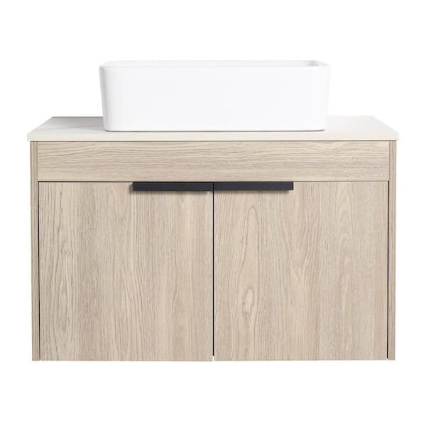 Victoria 30 in. W x 19 in. D x 24 in. H Floating Modern Design Single Sink Bath Vanity with Top and Cabinet in Wood