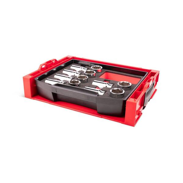 1/2 Inch Drive Shallow and Deep 6-Point Socket Set with Open Top Drawer and Rack, 12-Piece (33-38 mm)