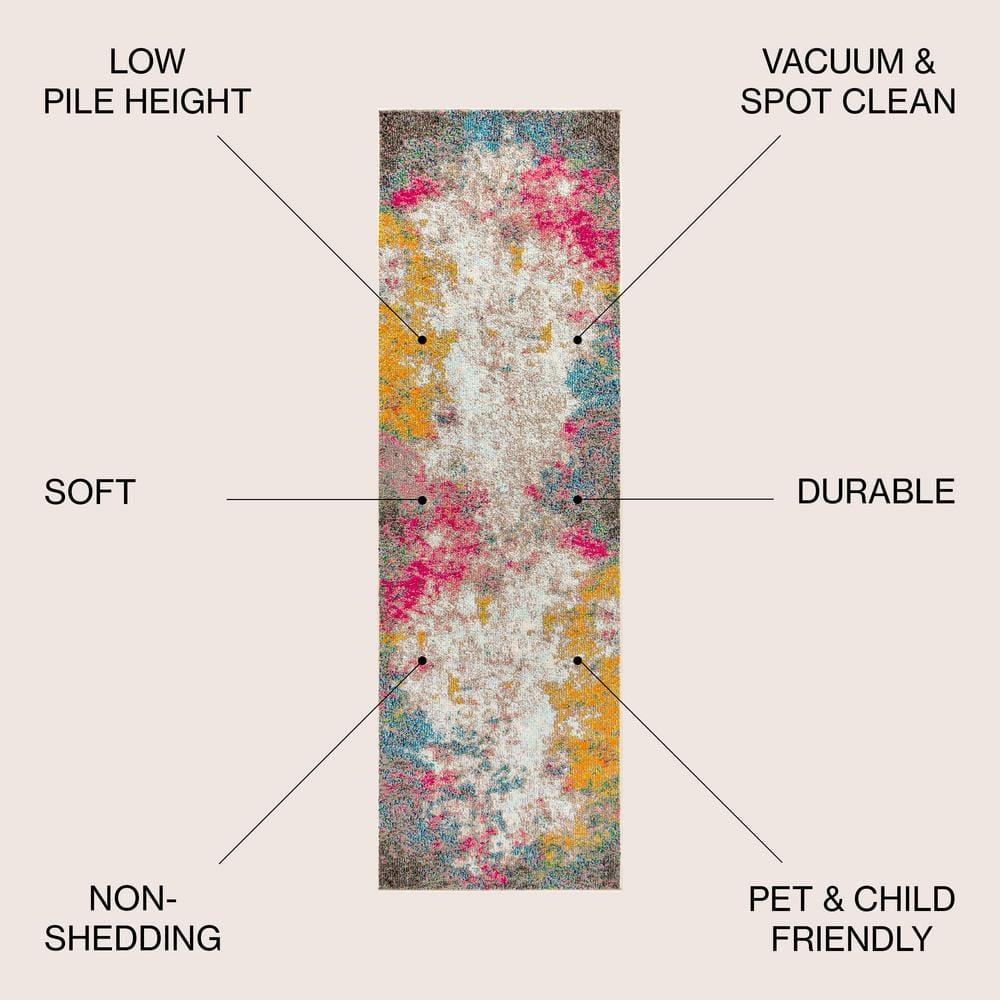Yellow and Multicolor Abstract Synthetic Flat Woven Area Rug