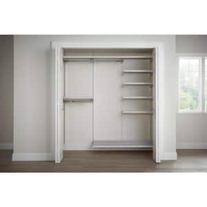 Genevieve 6 ft. White Adjustable Closet Organizer Double and Long Hanging Rods with Shoe Rack and 5 Shelves
