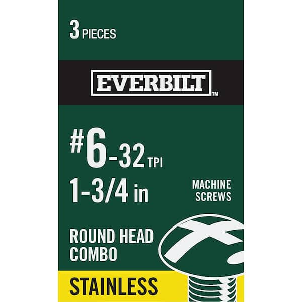 Everbilt #6-32 x 1-3/4 in. Phillips-Slotted Round-Head Machine Screw (3-Pack)