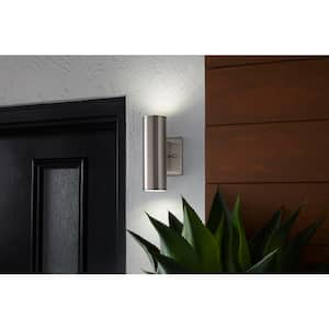 Riga 7.64 in. 2-Light Stainless Steel LED Outdoor Wall Sconce Light
