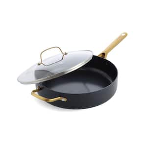 Deco Hard Anodized Healthy Ceramic Nonstick 12" Saute Pan with Lid, Black