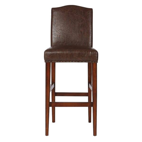 Unbranded Gracie Bar Stool in Brown Leather with Burlap