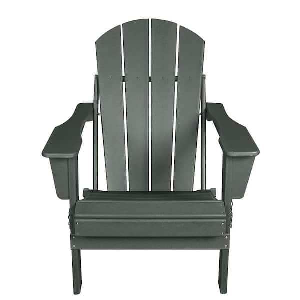 Willit Antique Gray Weather-Resistant Foldable Outdoor Adirondack Chair (Set of 1)