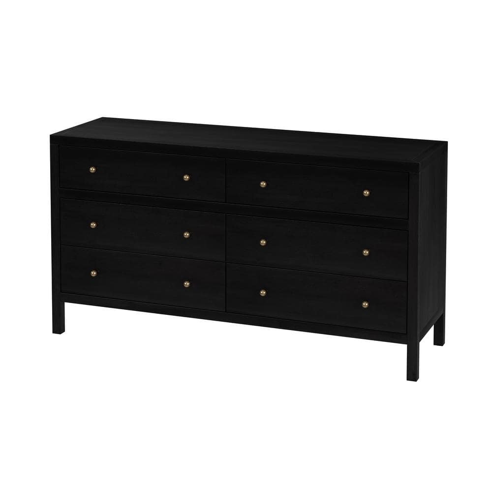 Antique Coffee 6-Drawer Wide Dresser with Ball Bearing Slides