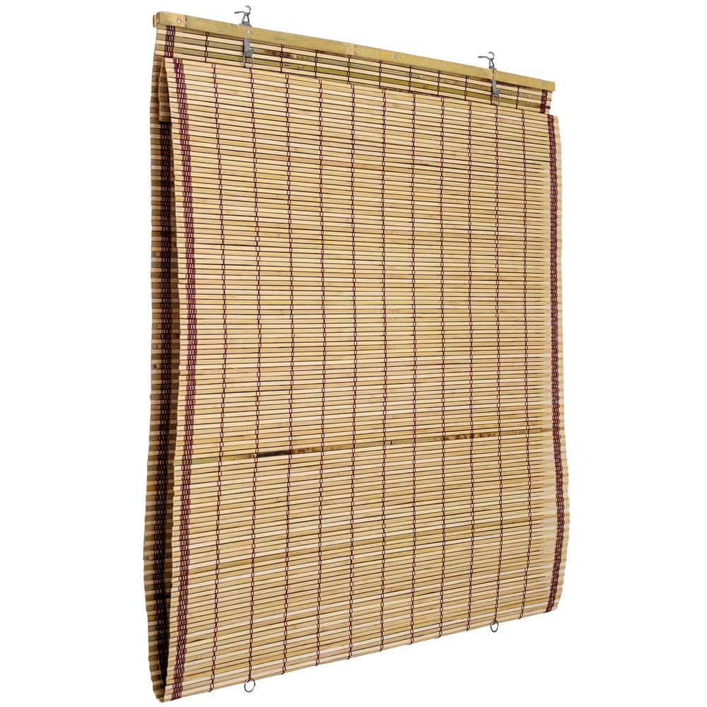 Burnt Bamboo Cordless Indoor Roll-Up Window Shade, 24" x 72"
