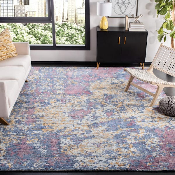 Mirage 9 ft. x 12 ft. Navy/Rust Marble Distressed Area Rug