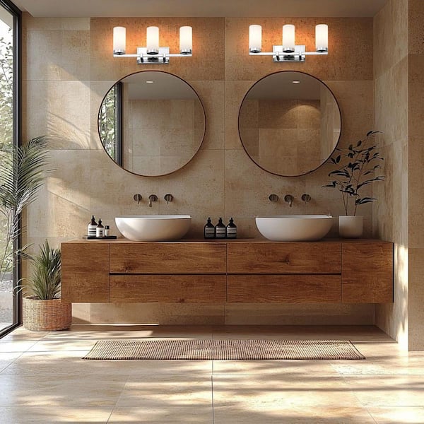 Danica 20.5 in. 3 Light Chrome Vanity Light with White Glass Shade