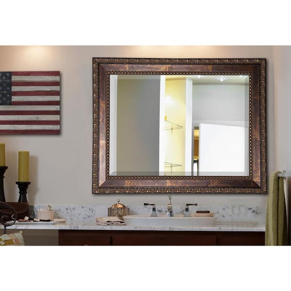 Unbranded Medium Rectangle Bronze Beveled Glass Modern Mirror (35.5 in. H x 29.5 in. W)