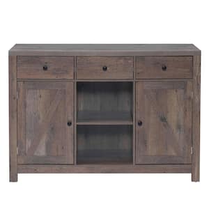 Washed Grey Particle Board 47.25 in. Buffets and Sideboards with 3 Drawers and 2 Cabinets