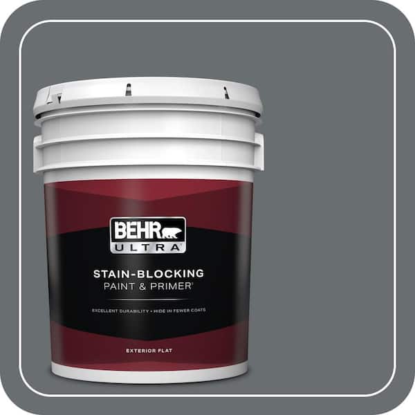 BEHR ULTRA 5 gal. #PPF-49 Platinum Gray Flat Exterior Paint & Primer