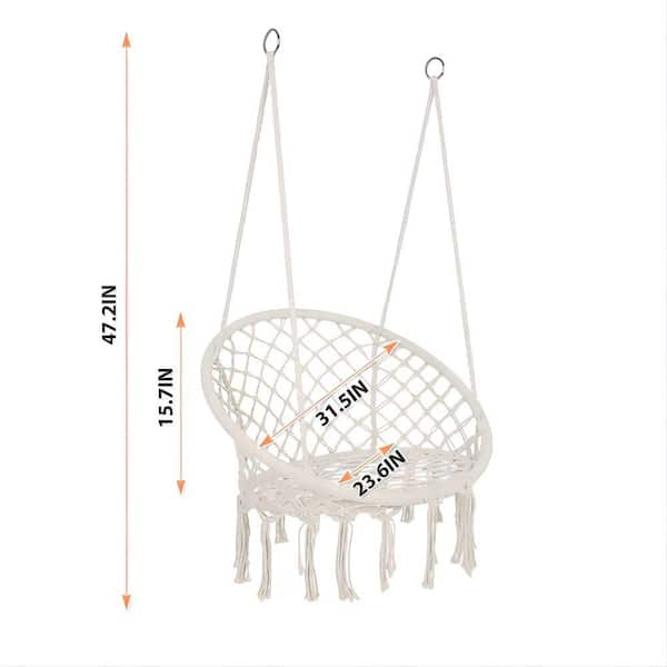 HOMEFUN 47 in. 330 lbs. Capacity Hanging Cotton Rope Macrame