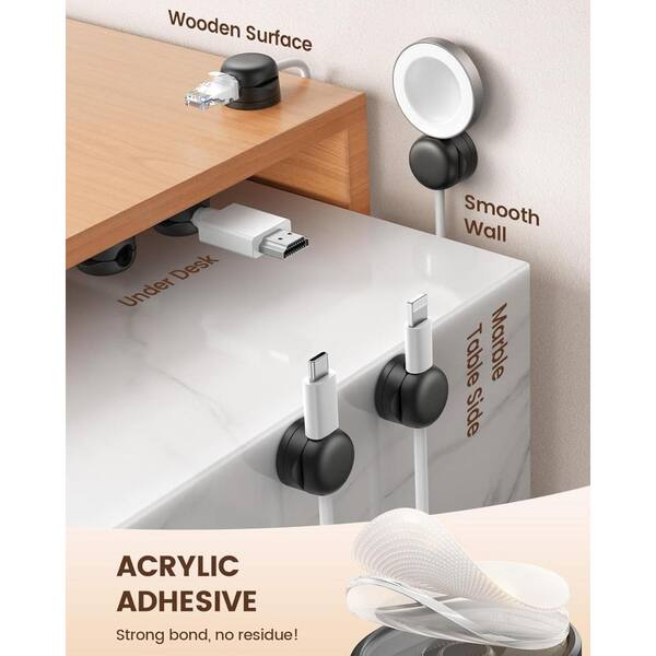 8 X Cable Holder, Cable Clips, 360° Rotatable Cable Holder, Self-Adhesive, Adjustable Cable Organiser, Efficient Cable Management For Desk, Cable Guide, Bedside Table, Charging Cables, Audio Cable