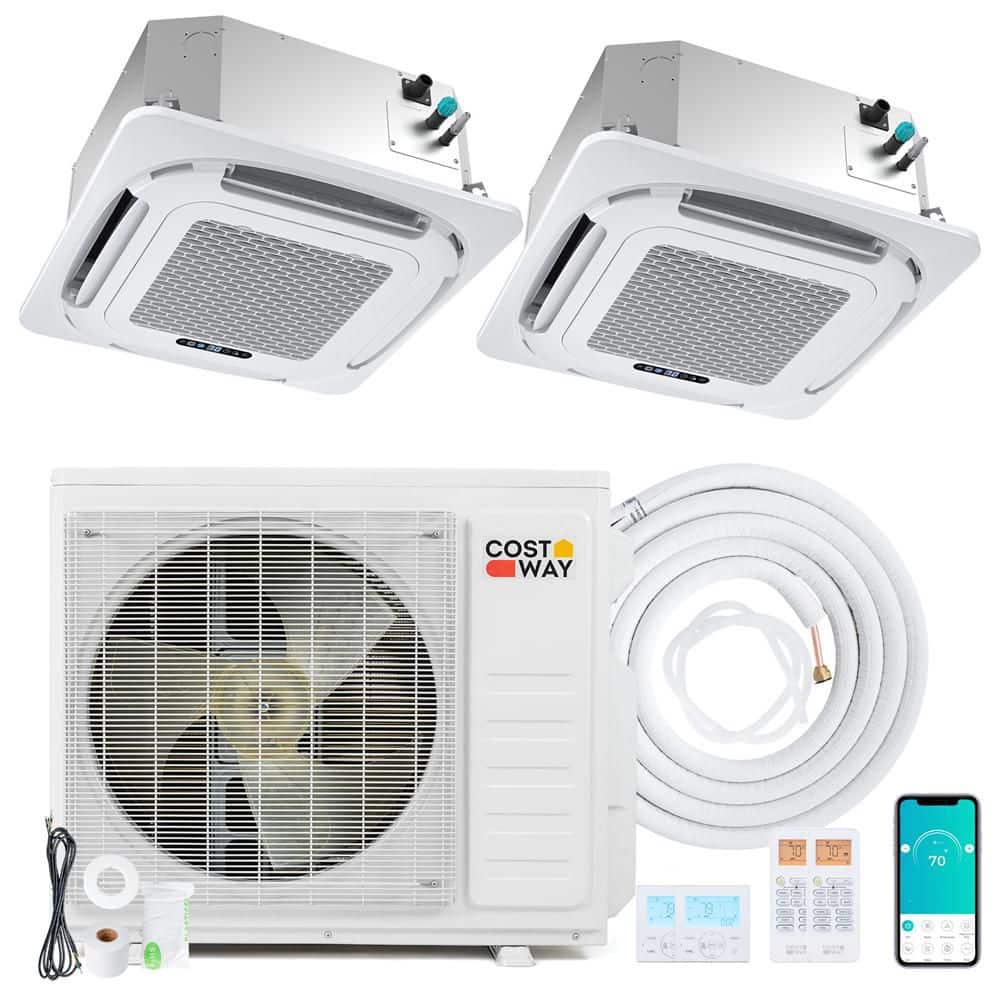 X-Pro 27000 BTU 2 Zone 18K + 18K 2500 sq. ft. 3 ton Ceiling Cassette Mini Split AC, 24 SEER2, WiFi Enabled price history on PriceWatchPro
