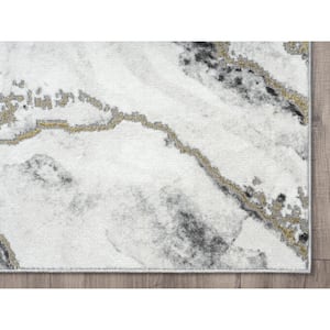 Luna Grey 9 ft. x 12 ft. Abstract Polyester Area Rug