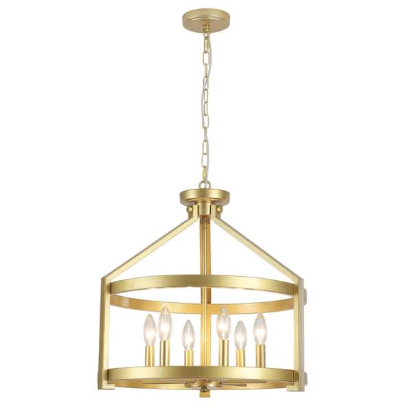 6-Light Gold Modern Chandelier Light Fixture with Metal Shade, No Bulbs Included